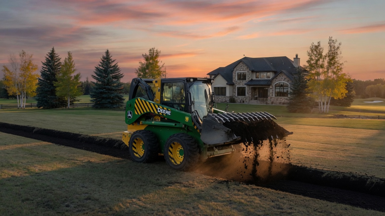 Drainage cut along the lawn